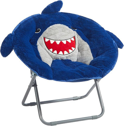 Heritage Kids Figural Shark Faux Fur 23" Folding Saucer™ Chair, Ages 3+