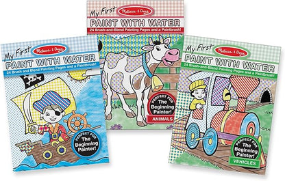 Melissa & Doug My First Paint With Water Activity Books Set - Animals, Vehicles, and Pirates - FSC Certified