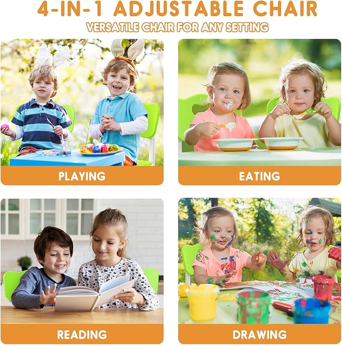 Kid Chairs Indoor 3 Level Adjustable Suitable for Children Age 2-6. Toddler Chairs Maximum Load-Bearing 220LBS for Family Classroom and Nursery Kids Activity Chair Set