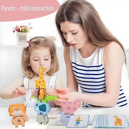 Montessori Toys for 2-4 Year Old Boys or Girls, 10 Pack Wooden Animal Blocks Sorting & Stackin with Cards, Suit for Kids Preschool Educational Toys, 3-5 Year Old Toddlers Girl Boy Gifts