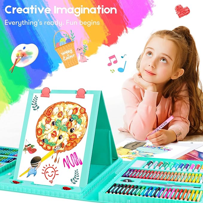 iBayam Art Kit, 251-Pack Art Supplies Drawing Kits, Arts and Crafts Gifts Box for Kids Teen Girls Boys, Art Set Case with Trifold Easel, Scratch Paper, Sketch Pad, Coloring Book, Crayons, Pencils