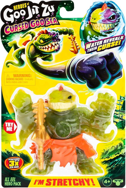 Heroes of Goo Jit Zu Cursed Goo Sea | Super Stretchy, Goo Filled Toy Ill EEL Action Figure Hero Pack | with Color Changing Face That Reveals His Curse | Stretch Him 3 Times His Size