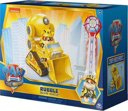 Paw Patrol, Rubble’s Deluxe Movie Transforming Toy Car with Collectible Action Figure, Kids Toys for Ages 3 and up