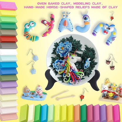 Polymer Clay Set, 72 Color Oven Bake Modeling Clay Set with Sculpting Tools and Accessories, Modeling Clay for Kids,Ideal DIY Clay Art Set for Kids Beginners Artists