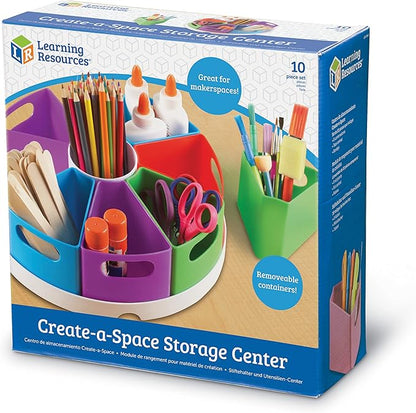 Learning Resources Create a Space Storage Center - Toy Desk Organizer, Classroom Workspace Must Haves, Homeschool Organization, Arts & Crafts , Caddy, Office & Teacher Supplies