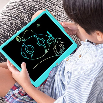 FLUESTON LCD Writing Tablet, Doodle Board Toys Gifts for 3-8 Year Old Girls Boys, 15 Inch Colorful Electronic Board Drawing Pad for Kids, Gifts for Toddler Educational Learning Travel Birthday, Blue