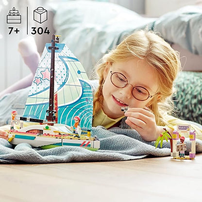 LEGO Friends Stephanie's Sailing Adventure Toy Boat Set 41716, Sailboat Building Toy with Island, Drone, and 3 Mini Figures, Creative Sailing Gift for Kids, Girls, Boys Age 7+ Years Old