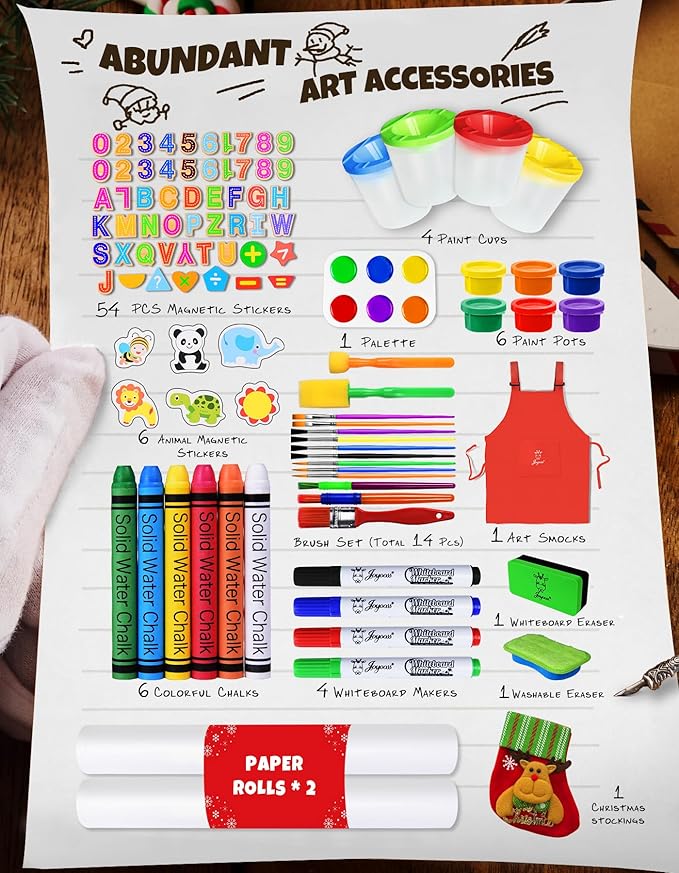 Joyooss Art Easel for Kids Easel for Toddlers, Christmas Gifts for Kids Adjustable Standing Wooden Toddler Easels Kids Dry Erase Board, Art Easel for Kids Age 2-4 4-8 9-12 Drawing Easels Girl Toys