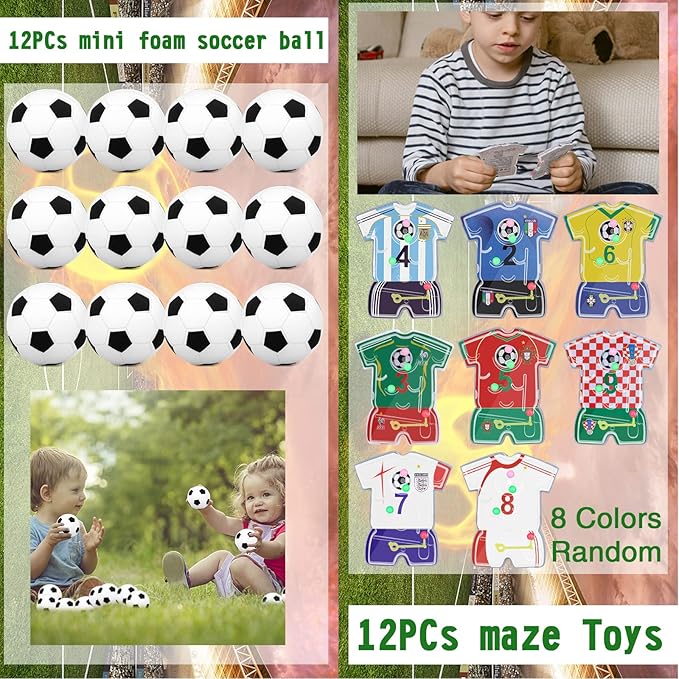 158Pcs Soccer Party Favors with Soccer Party Bags Soccer Whistle Mini Foam Soccer Ball Slap Bracelets Keychains Sticker Tattoo for Party Goodie Bag Fillers Soccer Party Decorations