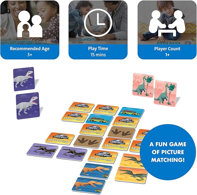 Wonder Forge Jurassic World Matching Game - Glow-in-the-Dark Dinosaur Memory Challenge for Kids Ages 3 and Up - Educational Fun for Family and Preschool Play