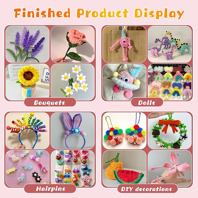ZXIIXZ Pipe Cleaners Craft, 100 Pcs Black Chenille Stems Bulk Pipe Cleaners Craft Supplies for Festivals Art DIY Home Decorations