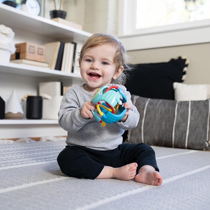 Baby Einstein Rattle & Sense Sensory Ball, Multisensory Baby Toy with Bead Chasers, Rattle Sounds & Textures, Easy to Grasp, Ages 3 Months+
