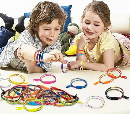 OuMuaMua Fidget Toys Zipper Bracelets for Kids 20 Pieces Rainbow Color Bulk Sensory Party Favor Friendship Bracelets for Boys Girls Kids Easter Basket Stuffers Christmas Gifts Fidget Bracelets