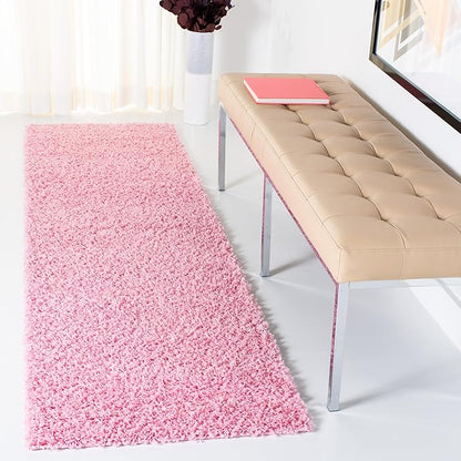 SAFAVIEH Athens Shag Collection Runner Rug - 2'3" x 8', Pink, Non-Shedding & Easy Care, 1.5-inch Thick Ideal for High Traffic Areas in Living Room, Bedroom (SGAS119P)