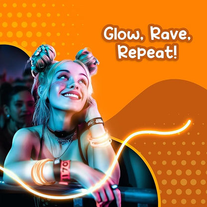 8" Glow Stick Bracelets - Bulk 50 Pack for Mardi Gras, St. Patrick's Day, and Nighttime Celebrations - Orange