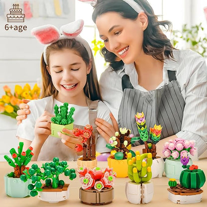 12 Flowers Succulents Building Set for Adults,Succulents Botanical Collection for Home Office Decor,Artificial Plant Building Kits,Gifts for Boys Girls 6+,Birthday Christmas(1185PCS)