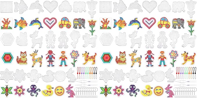20 Pieces 5mm Fuse Beads Pegboards Clear Animal Shape Plastic Pegboards Craft Tray with 20 Pieces Colorful Cards for Kids DIY Craft Beads (Pack of 2)