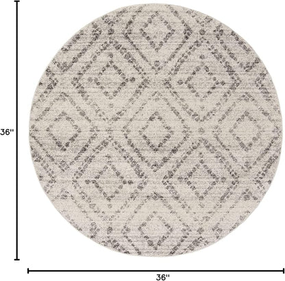 SAFAVIEH Adirondack Collection 3' Round Light Grey/Grey ADR131C Diamond Distressed Non-Shedding Living Room Bedroom Area Rug