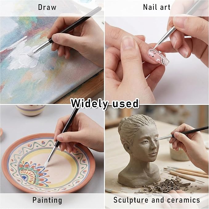 15Pcs Silicone Paint Brush, 5 Shape Head Silicone Paint Brushes, Rubber Tip Painting Brush for Clay, Pottery, Nail Art, Sculpting, DIY Crafts