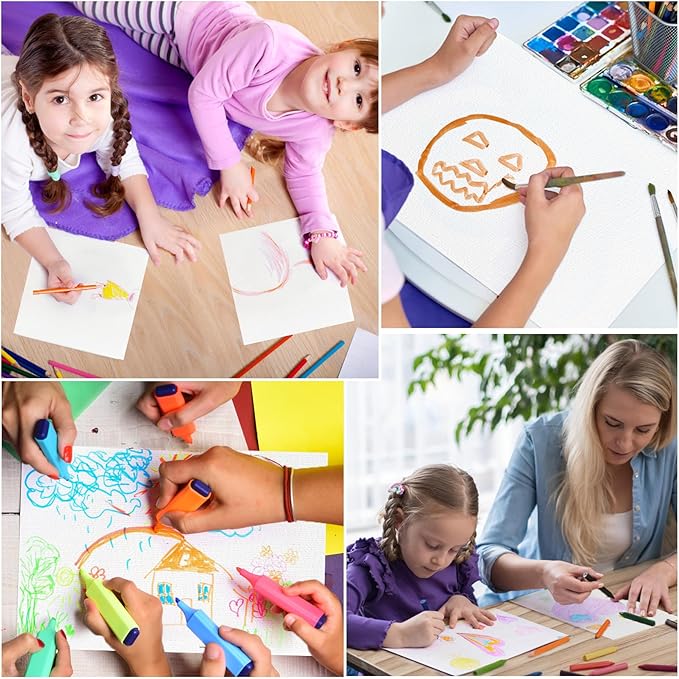 50PCS 6x6 Watercolor Paper Bulk, 140lb/300g Cold Press Thick Water Color Paper Pad for Kid Child Adult, White Art Paper for Drawing Painting Markers Gouache, Textured Cotton Paper Sheets