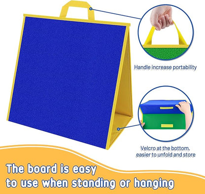 Foldable Felt Board for Toddlers Flannel Board Stories for Preschool Early Learning Interactive Storytelling Double Sided Felt Story Board Reusable Wall Hanging Holiday Gift for Kid (17 * 17)