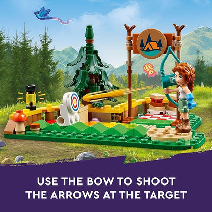 LEGO Friends Adventure Camp Archery Range Toy, Archery Set for Kids with Toy Bow and Arrows, Adventure Building Playset for Girls and Boys Ages 6 Years and Up, 2 Mini Dolls and a Raccoon Figure, 42622