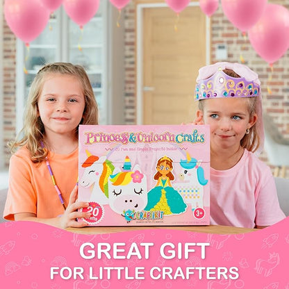 Craftikit® 20 Award-Winning Princess & Unicorn Crafts for Kids Ages 3-10 Years, All-Inclusive Toddler Arts and Craft Kits for Kids, Fun Toddler Craft Box for Girls in Preschool