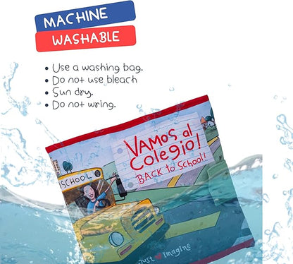 Routines 11 Pages Quiet Book for 3+ Year Old Boys and Girls | Bilingual Soft Book | Preschool and Early Learning | Montessori Fabric Book for Toddlers | Play and Learn Toy | 14 Pieces Included.