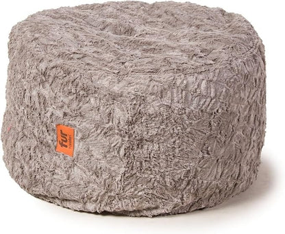 CordaRoy's Faux Fur Bean Bag Pouf Footstool - Washable Fabric Ottoman Cover with Durable Foam Insert - Versatile Footrest for Basement, Living Room, Office - 26" x 17" - Grey