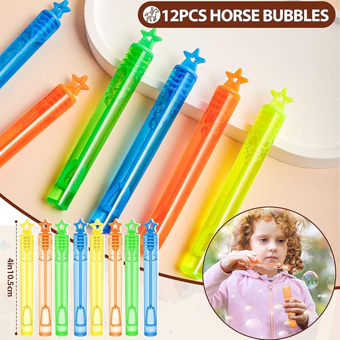 110 Horse Party Favors Western Cowboy Birthday Supplies Straw Bubble Silicone Bracelet Sticker Tattoo Toy Gift Boy Kid Goodie Bag Stuffer Rodeo Animal Horse Themed Party Favors