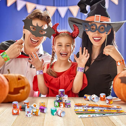48 Pieces Halloween Slap Bracelet for Kids, 24 Styles Colorful Halloween Slap Wristbands Bulk for Kids Party Favors Toys Prizes Goodie Bags Fillers