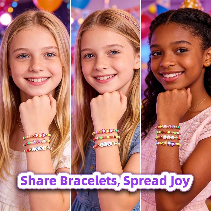 Friendship Bracelet Set for Women & Girls - Trendy Handmade Jewelry Gift with Love Charms, Rainbow Color, Boho Beads & Adjustable Design 8-Pack
