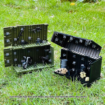 Building Bricks Military Big Box Toys Shipping Container for Mini Figures,Construction Building Block Toys for 6+ Years Old Boys Gifts Compatible with Major Brands Model Assembly Kit