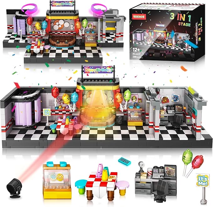 Five Nights Security Breach Stage Building Blocks Toys, Classic Horror Game Stage Building Set, Home Decoration Great Birthday Present for Teens, Collectible Present for Game Fans (1388PCS)