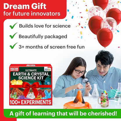 Doctor Jupiter STEM Science Kit - 100+ Experiments| Christmas, Birthday Gift Ideas, Toys for Boys & Girls Ages 7-8-9-10-11-12 Year Old| Volcano Kit, Crystal Growing for Kids - Amazon Exclusive