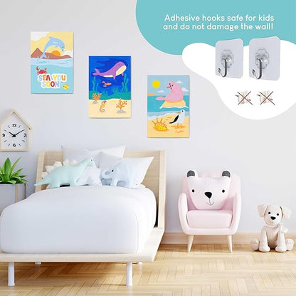 BONNYCO Paint by Numbers Kit for Kids Sea Animals Pack 3 Canvas Paint by Number Canvas, Ocean Gifts for Kids, Arts and Crafts, Kids Paint by Number, Kits Pre Drawn Canvas for Painting for Kids