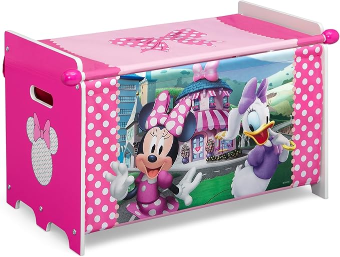 Delta Children Disney Minnie Mouse 4-Piece Toddler Room-in-a-Box Set – Includes Sleep and Play Toddler Bed, Table, 1 Chair and Toy Box, Pink