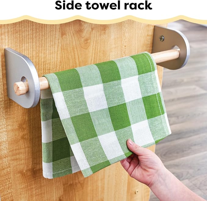 KidKraft Uptown Natural Wooden Play Kitchen with Play Phone, Chalkboard & Towel Rack, Gift for Ages 3+