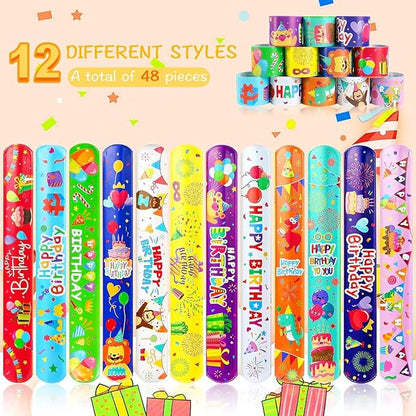 48 PCS Slap Bracelets Party Favors, Bulk Snap Bracelet Party Favors Supplies for kids&teens Gifts Teacher Classroom School Prizes (Birthday)