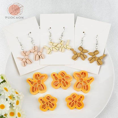 Puocaon Balloon Dog Clay Cutters - 8 Pcs Polymer Clay Cutters for Jewelry Making, Mirrored Balloon Dogs Animal Clay Earring Cutters, Cute Clay Cutters for Polymer Clay Earrings Making Balloon Dogs