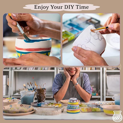 Caydo Air Dry Clay Pottery Kit for Beginners and Adults - 4.4 Lbs Air Dry Clay DIY Craft Set with Tools, Acrylic Paints, Varnish, Clay Stick, Paintbrushes and Step-by-Step Guide - Ideal Pottery Gift