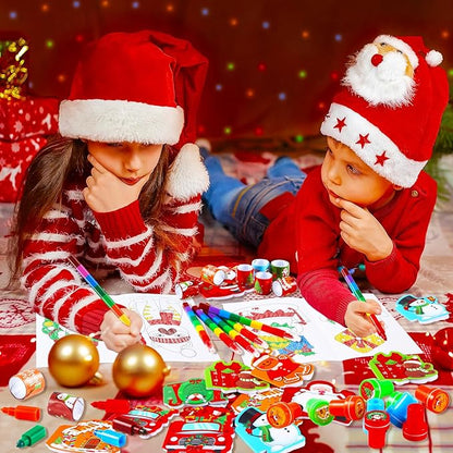 BenLouis Christmas Party Favors for Kids Christmas Classroom Gifts Prize Stockings Filler Coloring Books Bulk for Students Crafts Xmas Holiday School Goodie Bag Stuffer（24Set Christmas）