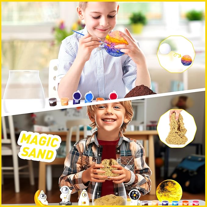 Astronaut Terrarium Kit for Kids with DIY Moon Lamp - Light Up Themed Craft Kit for Kids Ages 4-12 - Creative Birthday Gift Idea Educational Space Toys for Boys & Girls Ages 4 5 6 7 8-12 Year Old