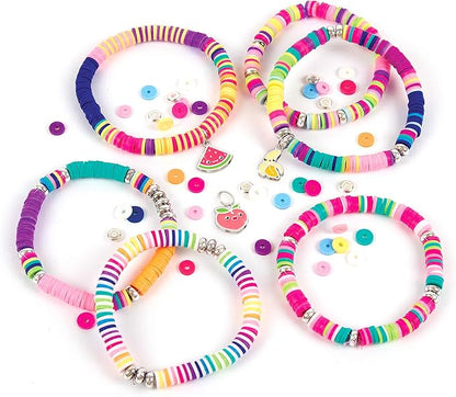 Make It Real - Heishi Beads with Storage Case - Jewelry & Charm Bracelet Making Kit with Storage Case - Friendship Bracelet Set with Beads, Charms & Thread - Arts & Crafts Bead Kit for Girls