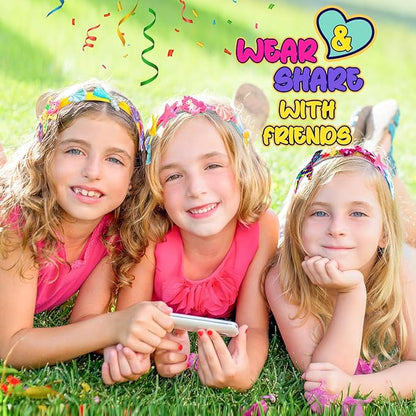 Hair Accessories for Girls,Headband Making Kit Arts and Crafts for Kids Ages 4-6 6-8 8-12,Girls Toys Hair Accessories Set for 4 5 6 7 8 9 Year Old Girl Birthday Gifts