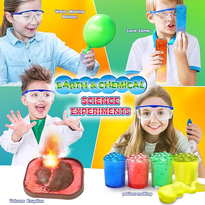 UNGLINGA 30+ Experiments Science Kits for Kids, S.T.E.M Educational Project Activities Toys Gifts for Boys Girls, Chemistry Set, Bouncy Ball, Volcano Eruption