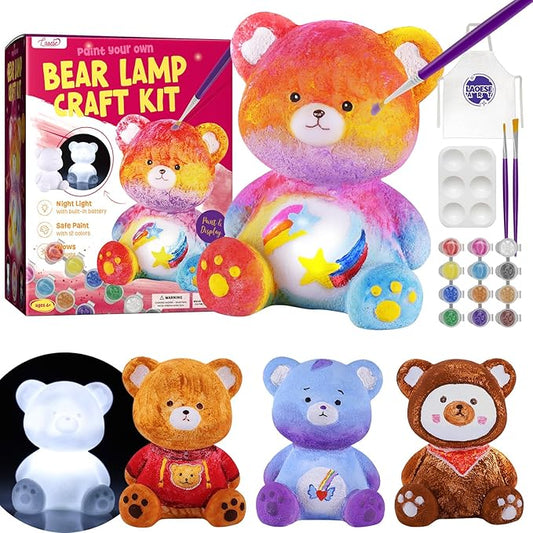 Paint Your Own Bear Lamp Kit, Art Supplies Arts & Crafts Kit, Painting kit for Kids 6-12, Arts and Crafts for Kids Ages 8-12, Toys Girls Boy Birthday Gift Ages 6 7 8 9 10 11 12+