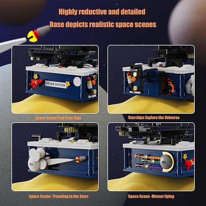 Solar System Building Toys, Rotatable Educational Toys for Science Experiments，Lighted Ornaments for The Night，Birthday Gift for Ages 8 up，Gifts for Christmas （775 Pieces）