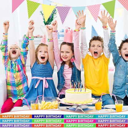JUNEBRUSHS Birthday Rubber Bracelets, 24pcs Happy Birthday Silicone Bracelets Wristbands for Classroom Teachers Birthday Party Favors Reward Gifts Accessories（12 Designs）