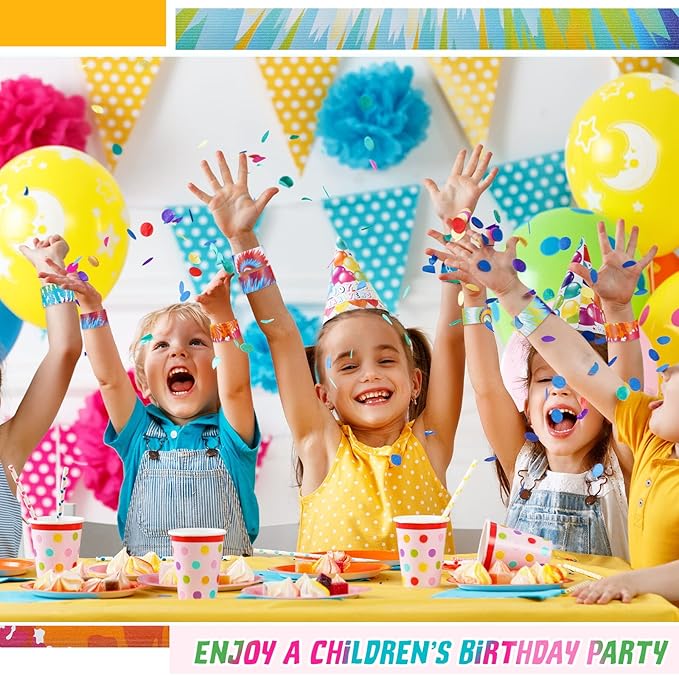 Lewtemi 48 Pcs Tie Dye Slap Bracelets Tie Dye Party Favors, Colorful Tie Dye Wristbands Bracelets for Kids Boys and Girls, Goodie Bag Fillers, Carnival Prize, Party Decorations(Classic Style)